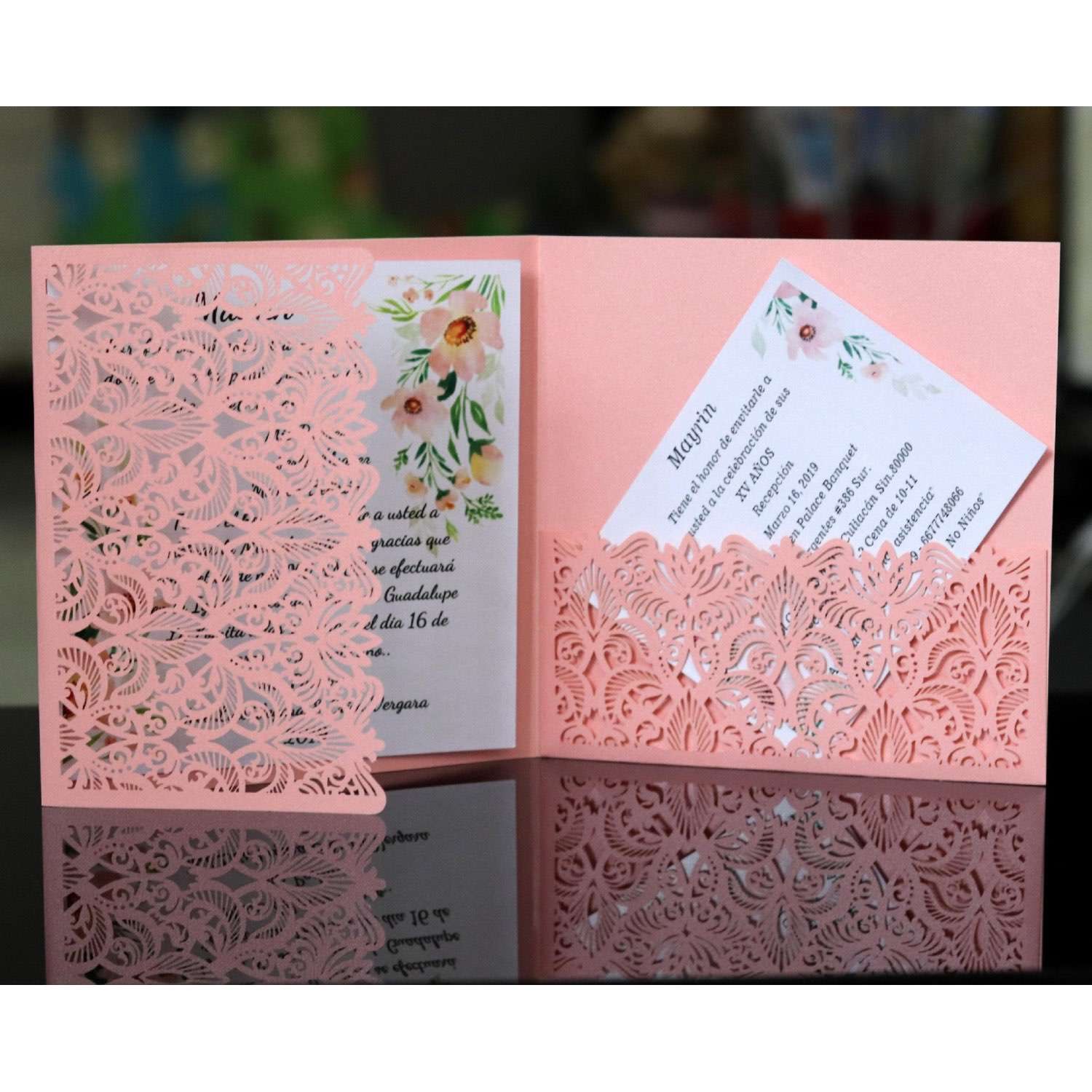 Dark Blue New Wedding Card Square Laser Cut Invitation Holiday Blessing Card